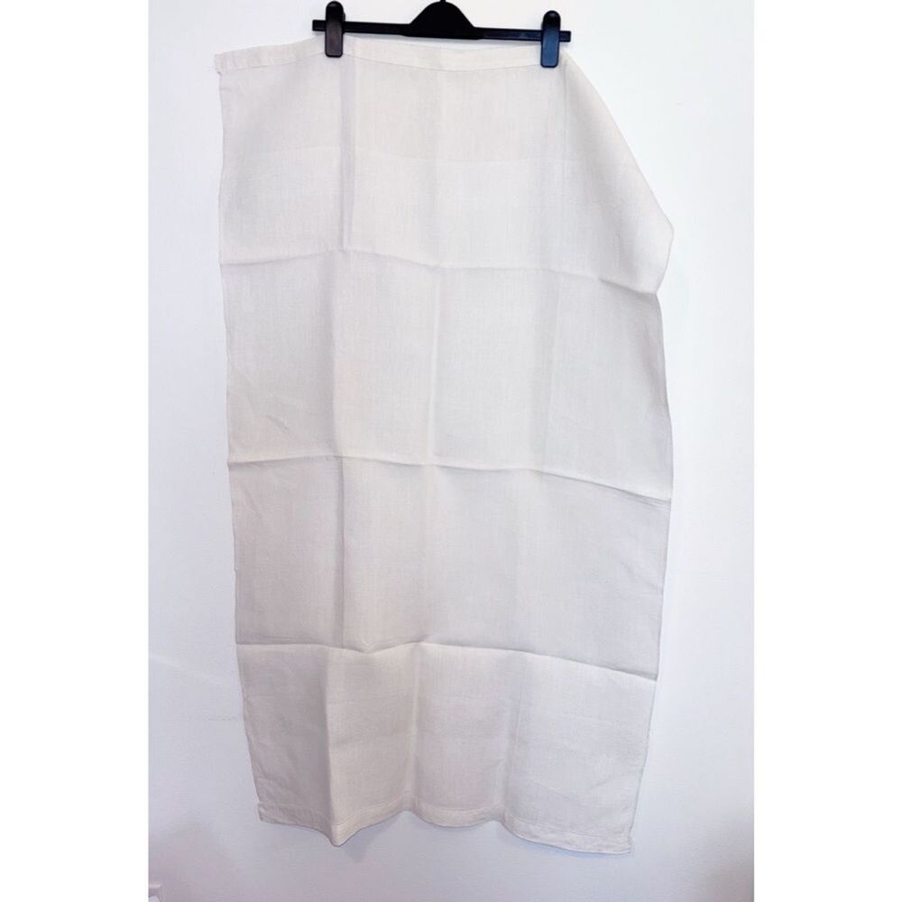 Small Vintage Ivory Linen Tablecloth 28x47